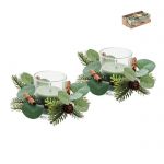 2 Christmas candle holder set, green (CX1509-09)