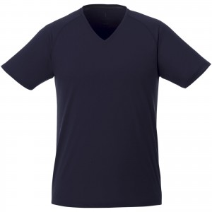 Amery short sleeve men's cool fit v-neck shirt, Navy (T-shirt, mixed fiber, synthetic)