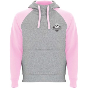 Badet unisex two-tone hoodie, Heather grey, Light pink (Pullovers)