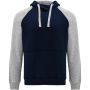 Badet unisex two-tone hoodie, Navy Blue, Heather grey