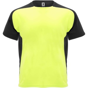 Bugatti short sleeve unisex sports t-shirt, Fluor Yellow, Solid black (T-shirt, mixed fiber, synthetic)