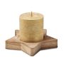 Candle on star wooden base, Gold