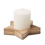 Candle on star wooden base, Wood