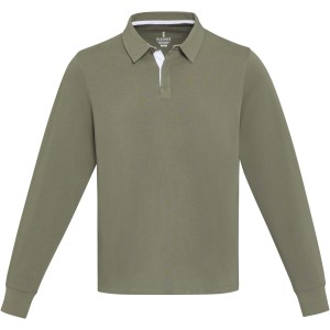 Clyde unisex organic rugby polo sweatshirt, Green (Pullovers)