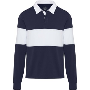 Clyde unisex organic rugby polo sweatshirt, Navy, White (Pullovers)