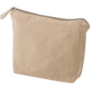 Recycled cotton cosmetic bag (180 gsm) Cressida, Brown/Khaki (Cosmetic bags)