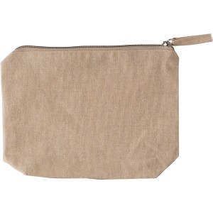 Recycled cotton cosmetic bag (180 gsm) Cressida, Brown/Khaki (Cosmetic bags)