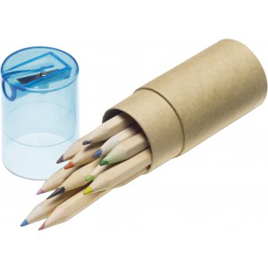 ABS and cardboard tube with pencils Terrence, light blue (Drawing set)