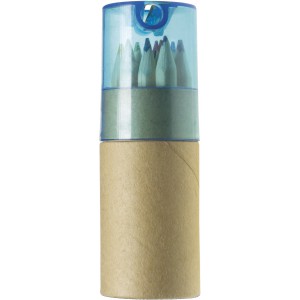 ABS and cardboard tube with pencils Terrence, light blue (Drawing set)