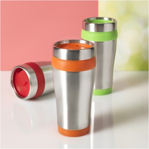 Elwood 470 ml insulated tumbler, Silver,Orange (Glasses)