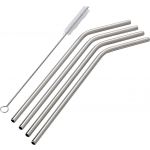 Four stainless steel straws, silver (8236-32)
