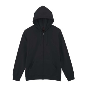 SOFTSTYLE<sup>®</sup> MIDWEIGHT FLEECE ADULT FULL ZIP HOODED SWEATSHIRT, Black