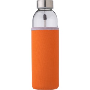 Glass bottle (500 ml) with neoprene sleeve Nika, orange (Water bottles)