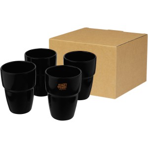 Staki 4-piece 280 ml stackable mug gift set, Solid black (Glasses)