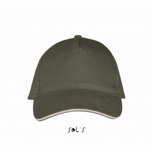 SOL'S LONG BEACH - 5 PANEL CAP, Army/Beige (Hats)