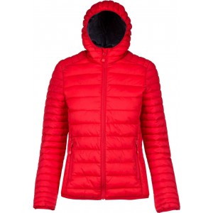 LADIES' LIGHTWEIGHT HOODED PADDED JACKET, Red (Jackets)