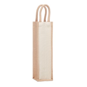 Jute wine bag for one bottle, Beige