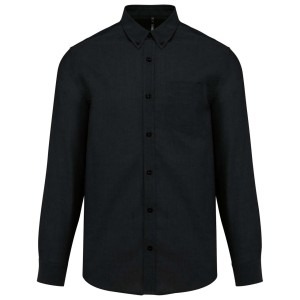 MEN'S LONG-SLEEVED OXFORD SHIRT, Black
