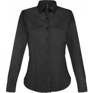 LADIES' LONG-SLEEVED STRETCH SHIRT, Black