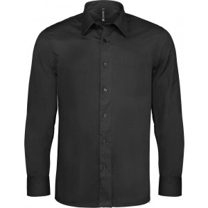 LONG-SLEEVED COTTON/ELASTANE SHIRT, Black