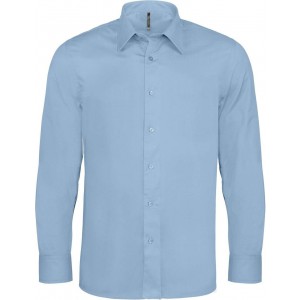 LONG-SLEEVED COTTON/ELASTANE SHIRT, Light Blue