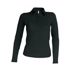 LADIES' LONG-SLEEVED POLO SHIRT, Black