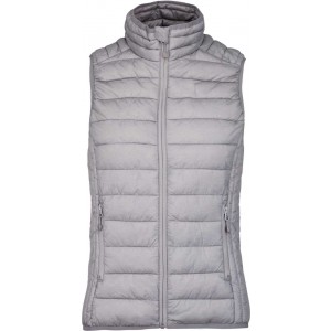 LADIES' LIGHTWEIGHT SLEEVELESS FAKE DOWN JACKET, Marl Silver