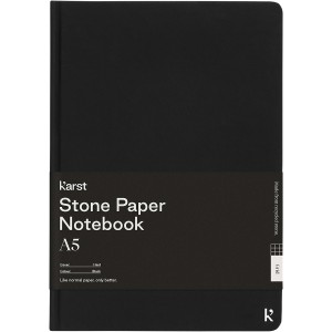 Karst(r) A5 stone paper hardcover notebook - squared, Solid black (Notebooks)