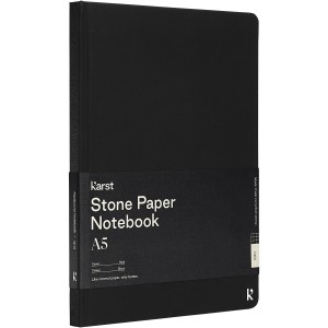 Karst(r) A5 stone paper hardcover notebook - squared, Solid black (Notebooks)