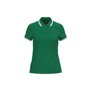 LADIE'S SHORT-SLEEVED POLOSHIRT WITH CONTRASTING PIPING, Kelly Green/White