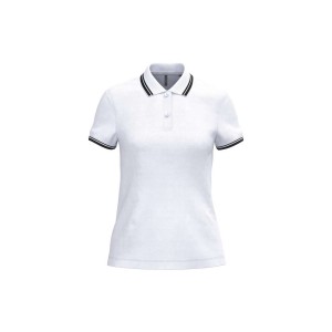 LADIE'S SHORT-SLEEVED POLOSHIRT WITH CONTRASTING PIPING, White/Black