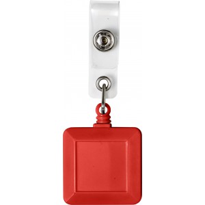 Plastic name card/name badge holder, red (Lanyard, armband, badge holder)