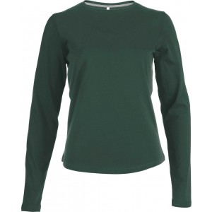 LADIES' LONG-SLEEVED CREW NECK T-SHIRT, Forest Green (Long-sleeved shirt)
