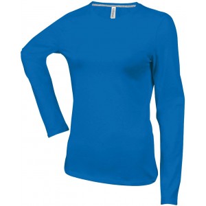 LADIES' LONG-SLEEVED CREW NECK T-SHIRT, Light Royal Blue (Long-sleeved shirt)