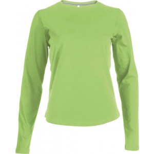 LADIES' LONG-SLEEVED CREW NECK T-SHIRT, Lime (Long-sleeved shirt)