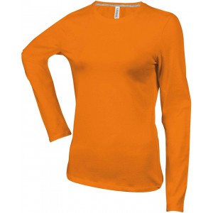 LADIES' LONG-SLEEVED CREW NECK T-SHIRT, Orange (Long-sleeved shirt)