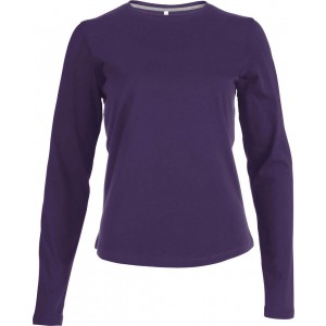 LADIES' LONG-SLEEVED CREW NECK T-SHIRT, Purple (Long-sleeved shirt)