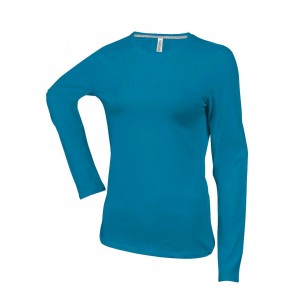 LADIES' LONG-SLEEVED CREW NECK T-SHIRT, Tropical Blue (Long-sleeved shirt)