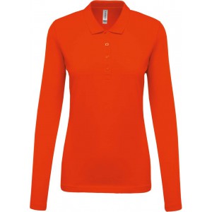 LADIES? LONG-SLEEVED PIQU POLO SHIRT, Orange (Long-sleeved shirt)