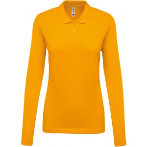 LADIES? LONG-SLEEVED PIQU POLO SHIRT, Yellow (Long-sleeved shirt)