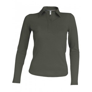 LADIES' LONG-SLEEVED POLO SHIRT, Forest Green (Long-sleeved shirt)