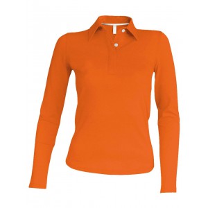LADIES' LONG-SLEEVED POLO SHIRT, Orange (Long-sleeved shirt)