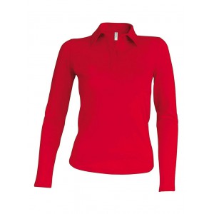 LADIES' LONG-SLEEVED POLO SHIRT, Red (Long-sleeved shirt)
