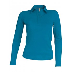 LADIES' LONG-SLEEVED POLO SHIRT, Tropical Blue (Long-sleeved shirt)