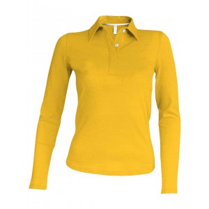 LADIES' LONG-SLEEVED POLO SHIRT, Yellow (Long-sleeved shirt)