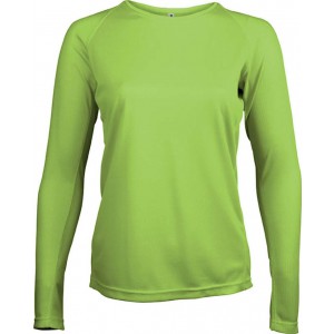 LADIES' LONG-SLEEVED SPORTS T-SHIRT, Lime (Long-sleeved shirt)
