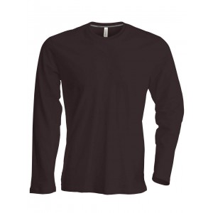 MEN'S LONG-SLEEVED CREW NECK T-SHIRT, Chocolate (Long-sleeved shirt)