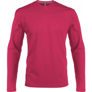 MEN'S LONG-SLEEVED CREW NECK T-SHIRT, Fuchsia (Long-sleeved shirt)