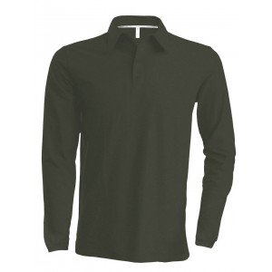 MEN'S LONG-SLEEVED POLO SHIRT, Forest Green (Long-sleeved shirt)