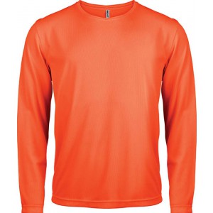 MEN'S LONG-SLEEVED SPORTS T-SHIRT, Fluorescent Orange (Long-sleeved shirt)